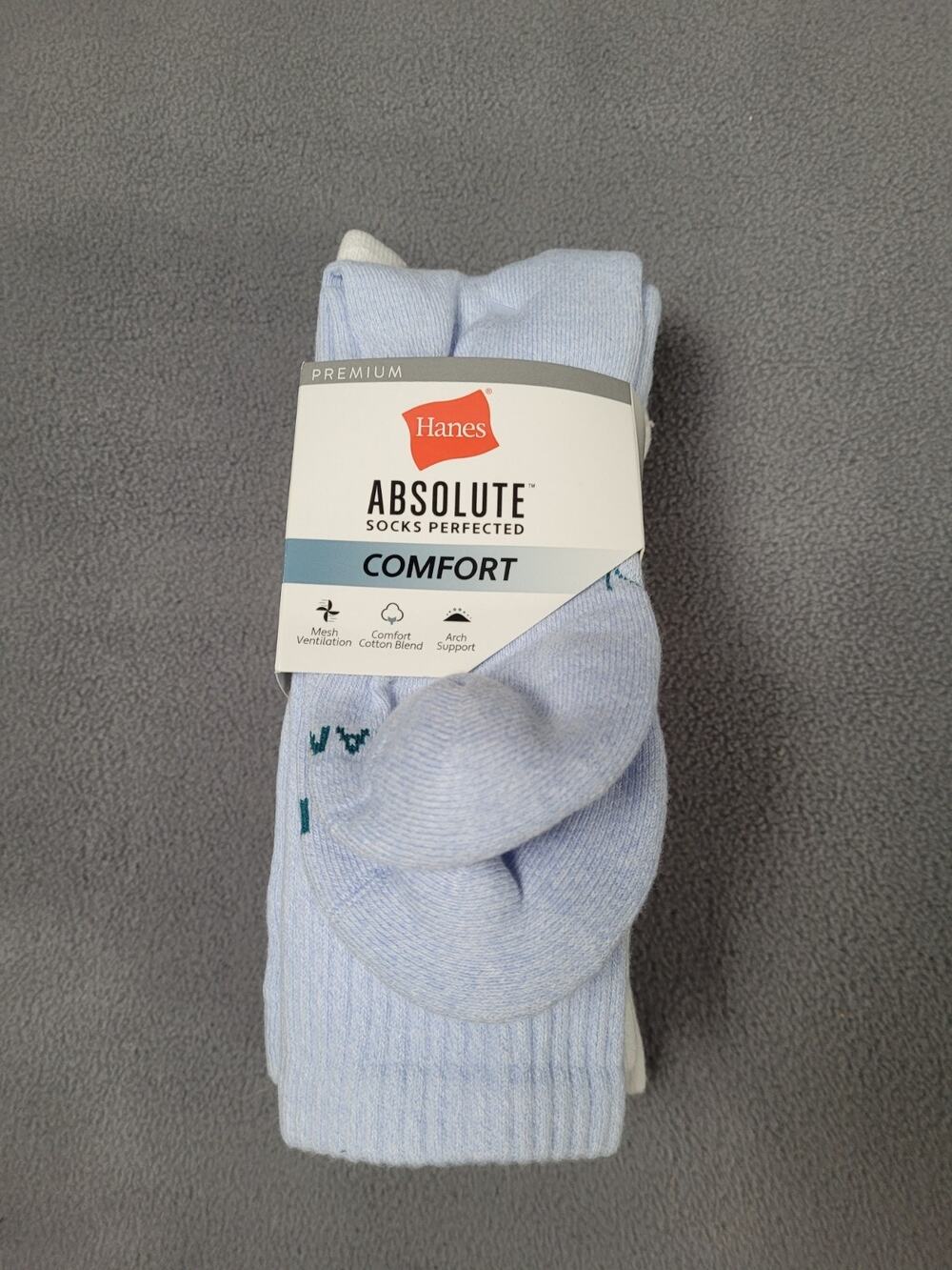 4-Pairs HANES Absolute Men's Size 6-12 Crew Socks Comfort Cotton Blend